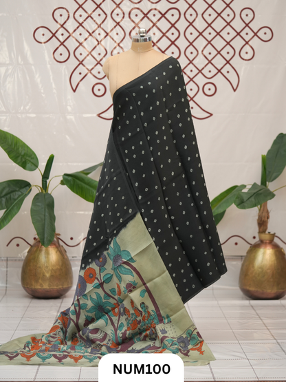 Modal Bandhini With Pure Penkalamkari Pallu And Blouse