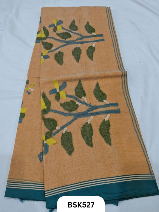 Handloom Pure Mul Cotton With Jamdhani Weave Saree