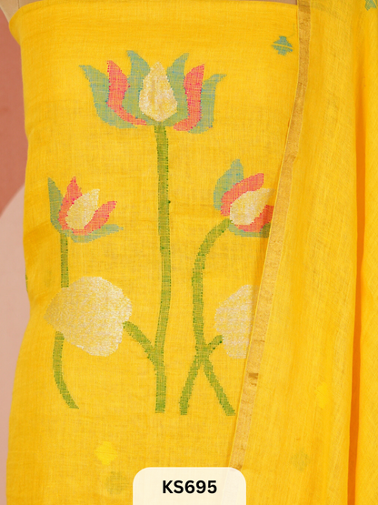 JAMDHANI LINEN TOP WITH DUPATTA