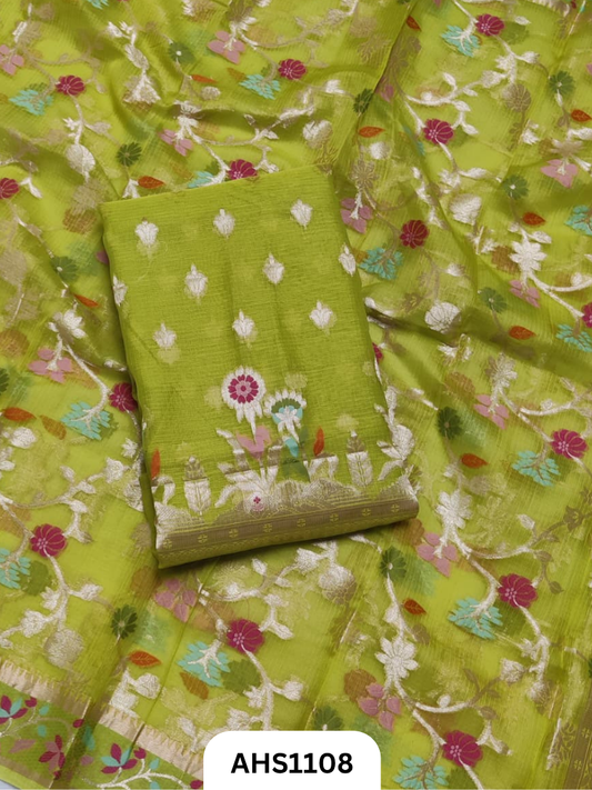 Pure Silk Kota Weaving Two Piece Dress Material  Heavy Weaving Dupatta & Kurta