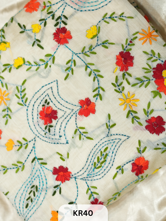 DUPION SILK WITH PURE HAND KANTHA HEAVY