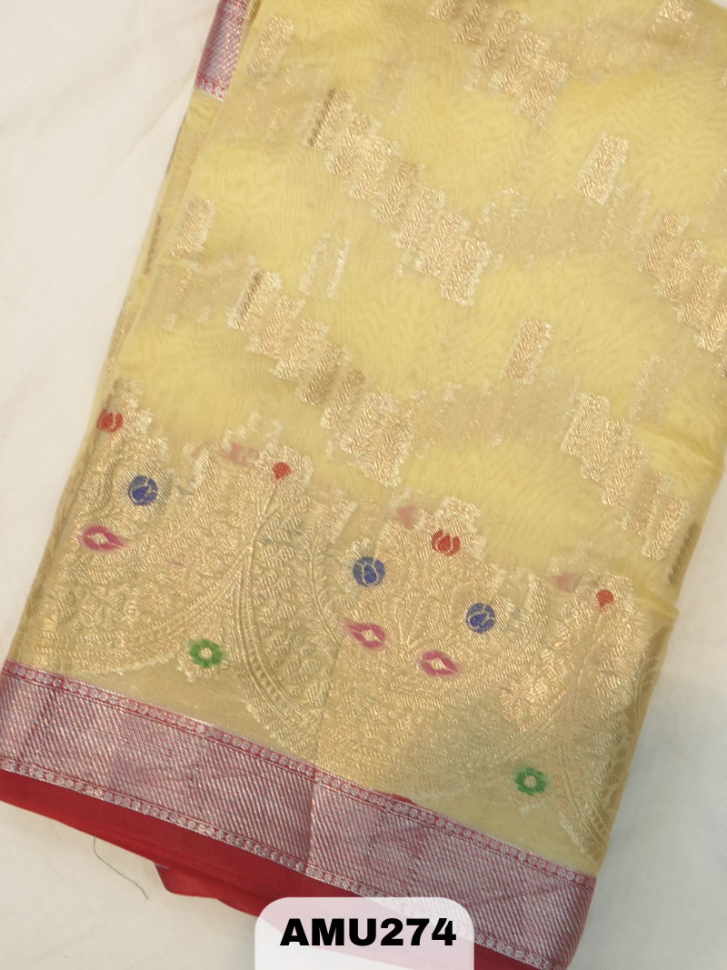 BANARAS RUSSIAN SILK SAREE WITH PRINTED