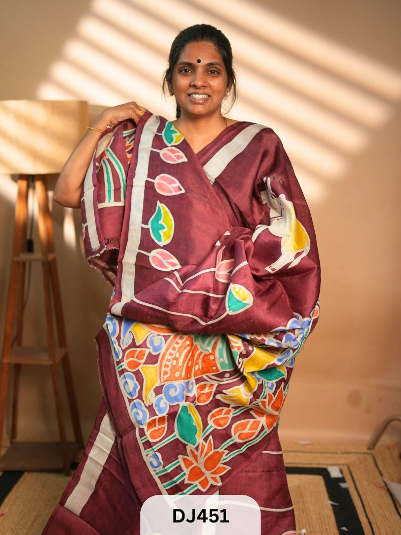MURSHIDABAD SILK SAREE HAND PAINTED