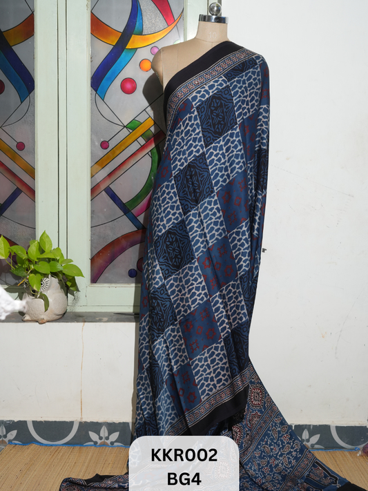 AJRAKH MODAL SAREE | BLOCK PRINT