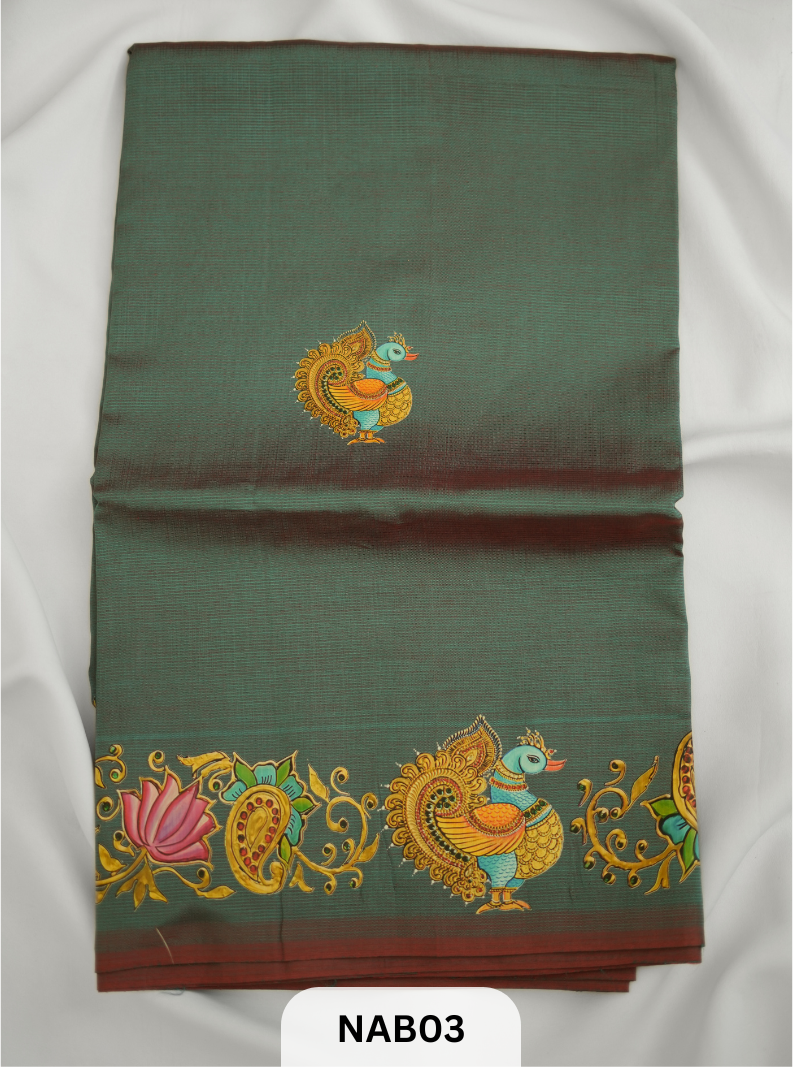 MANGALAGIRI HANDLOOM TANJORE PRINTED SAREE