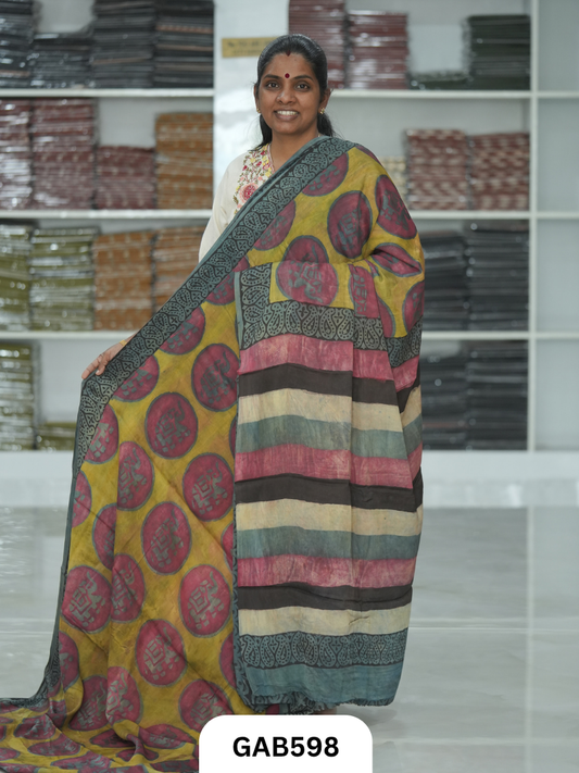 Nashpal & Pomegranate Peel Printed Modal Silk Sarees with blouse