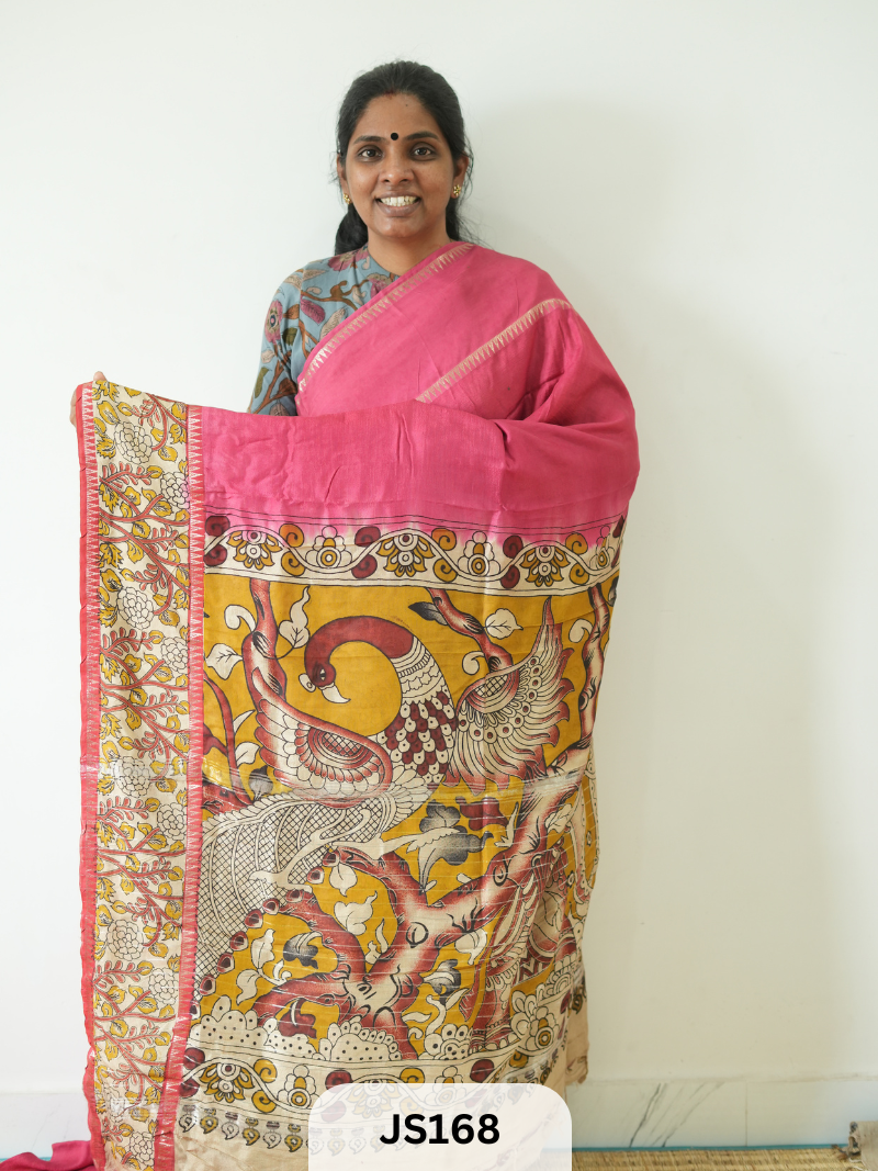 KALAMKARI X MANGALAGIRI FUSION SAREE -  SINGLE BORDER