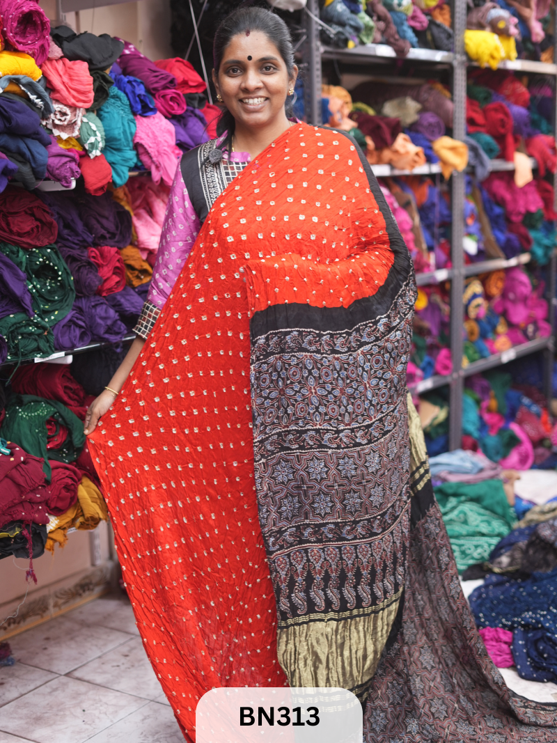 MODAL GAJI - AJRAKH BANDHINI SAREE