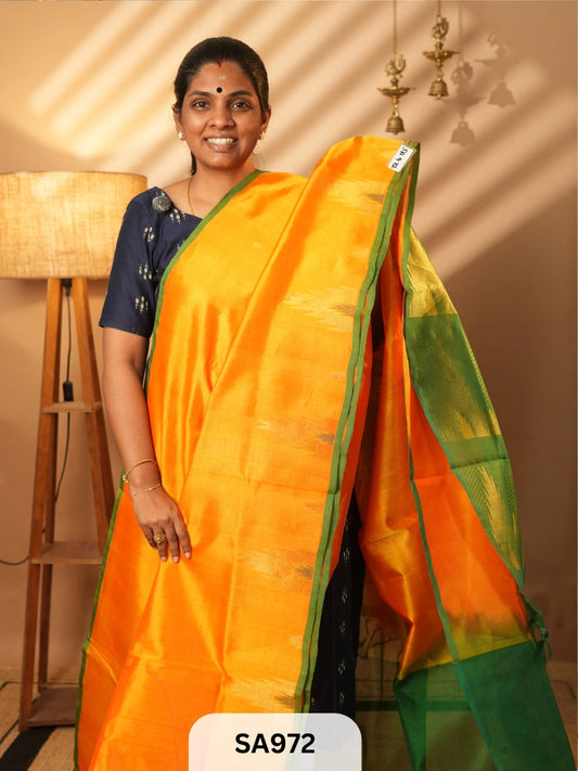 PURE HANDLOOM SILK COTTON SAREE | TEMPLE BORDER
