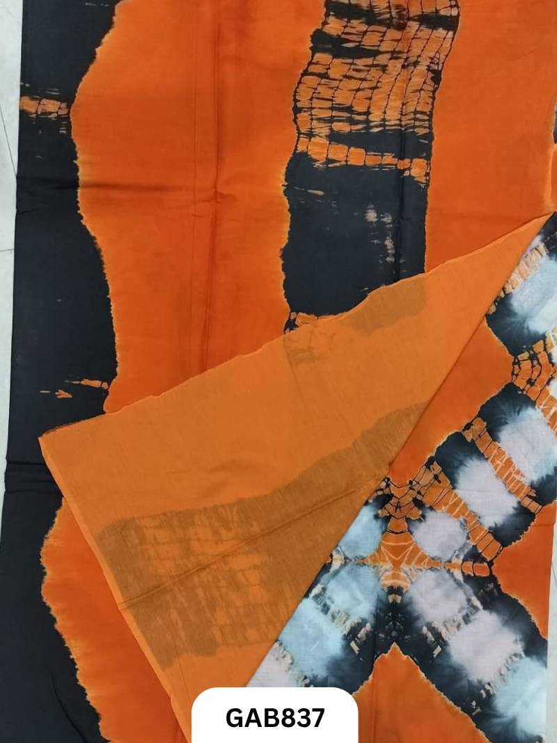 Bagru Block Print Cotton Mulmul Sarees With Running Blouse