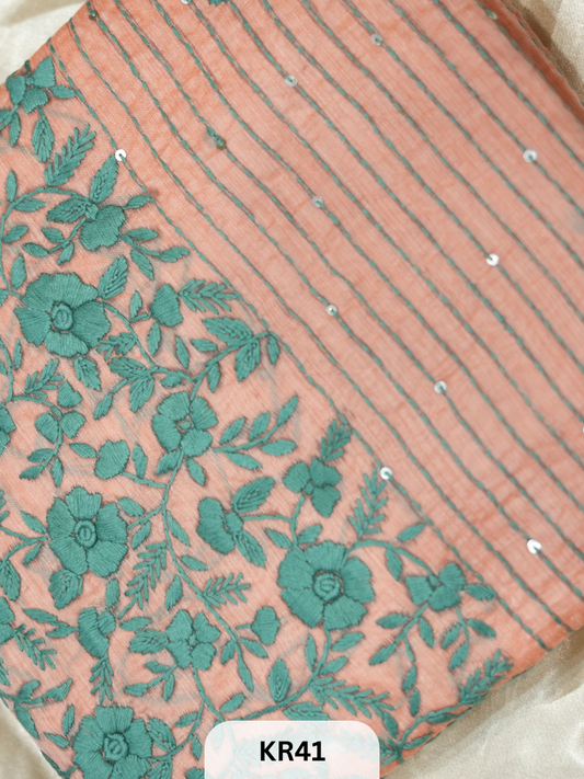 DUPION SILK WITH PURE HAND KANTHA HEAVY
