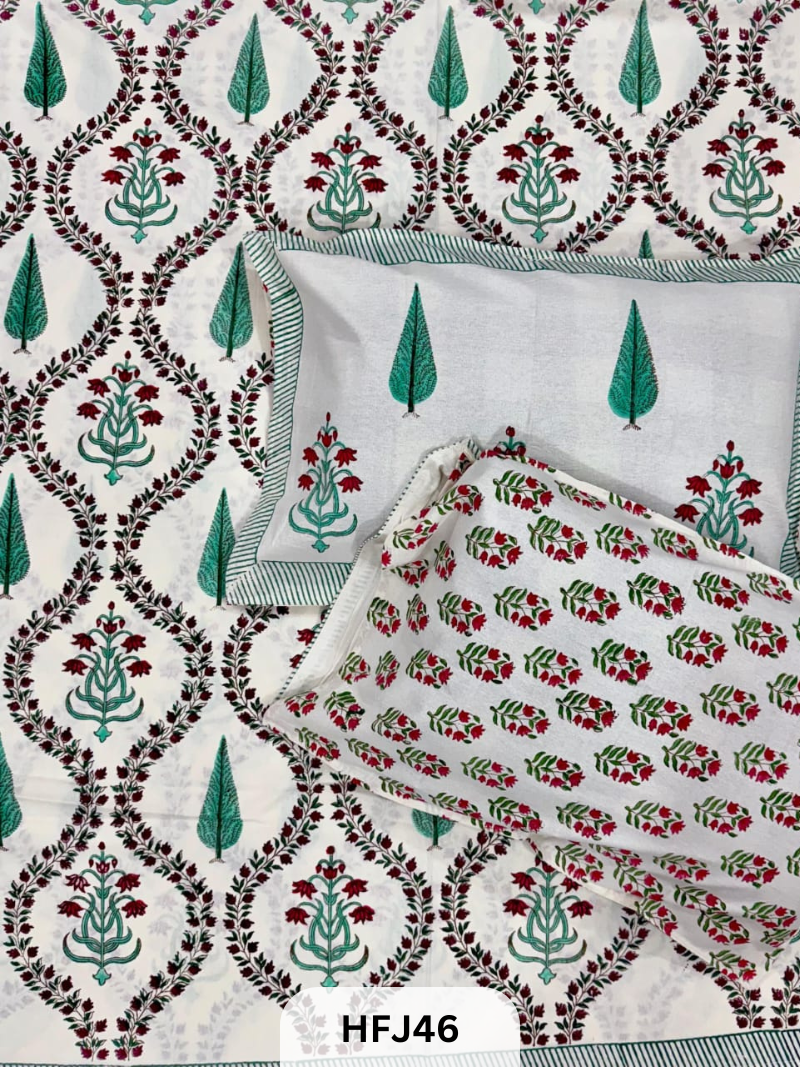 Premium Jaipuri Hand Block Printed Cotton Bedsheet
