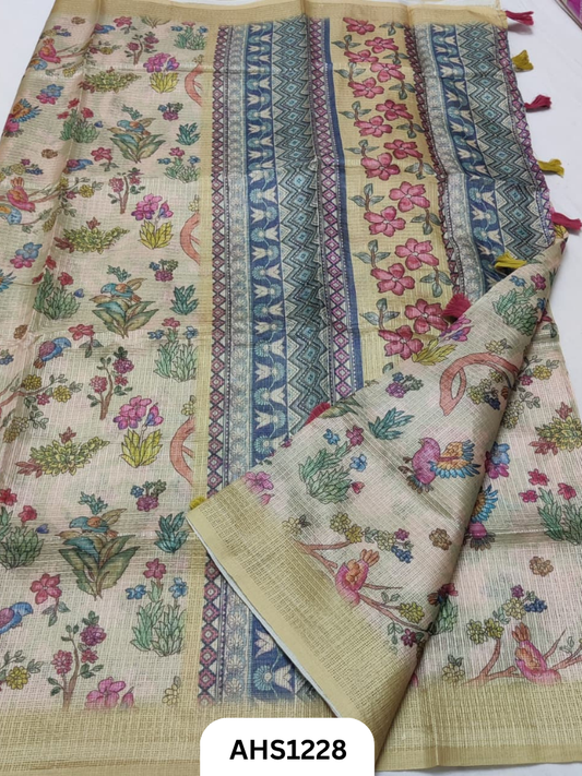 Soft Silk Kota Digital Print Saree With Blouse