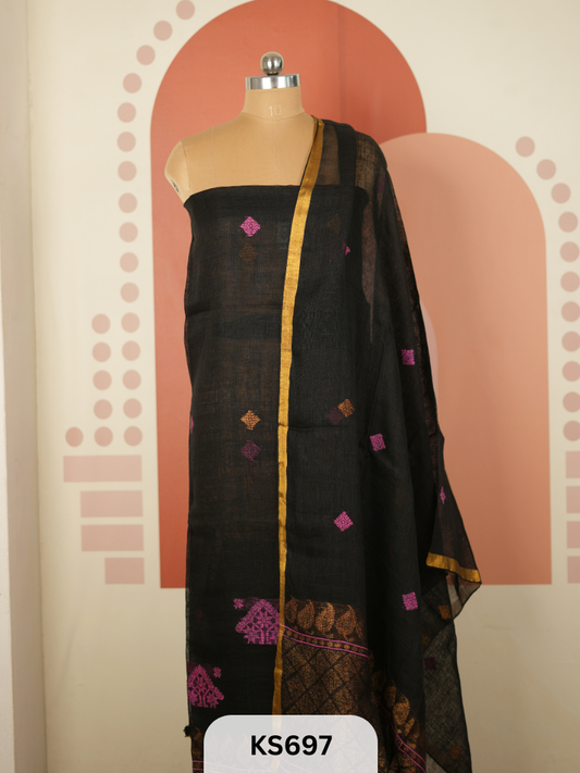 JAMDHANI LINEN TOP WITH DUPATTA