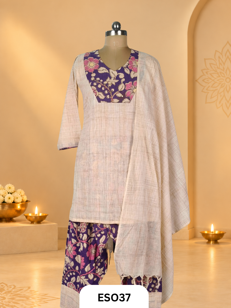 Premium Cotton Fanshi 3 pcs  kurti set