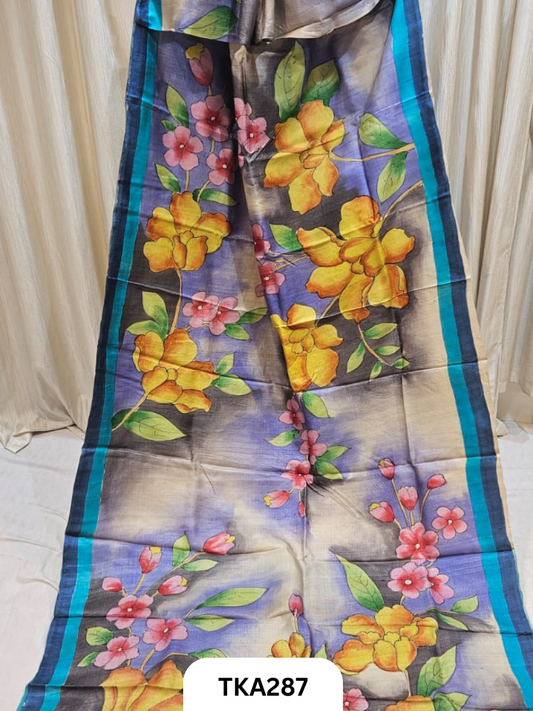 PURE HANDOWEN TUSSAR HAND PAINTED SAREE