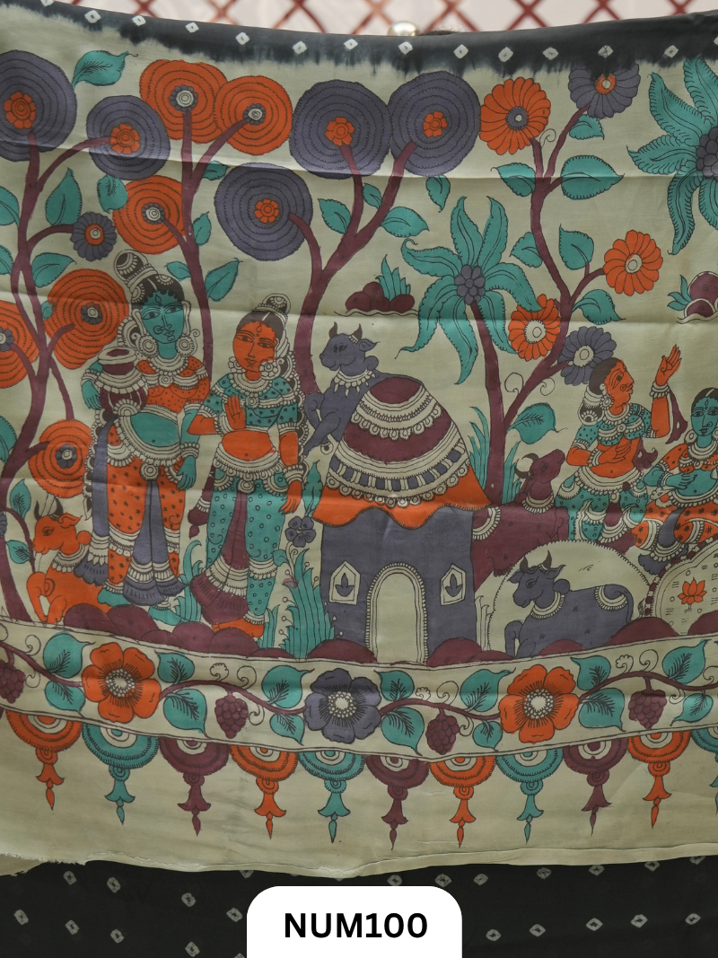 Modal Bandhini With Pure Penkalamkari Pallu And Blouse