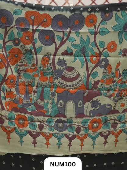 Modal Bandhini With Pure Penkalamkari Pallu And Blouse