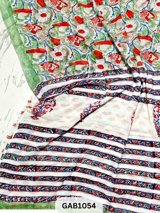 Premium Hand Block Printed Georgette Sarees with Blouse