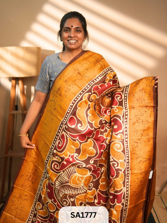 MURSHIDABAD SILK SAREE HAND PAINTED
