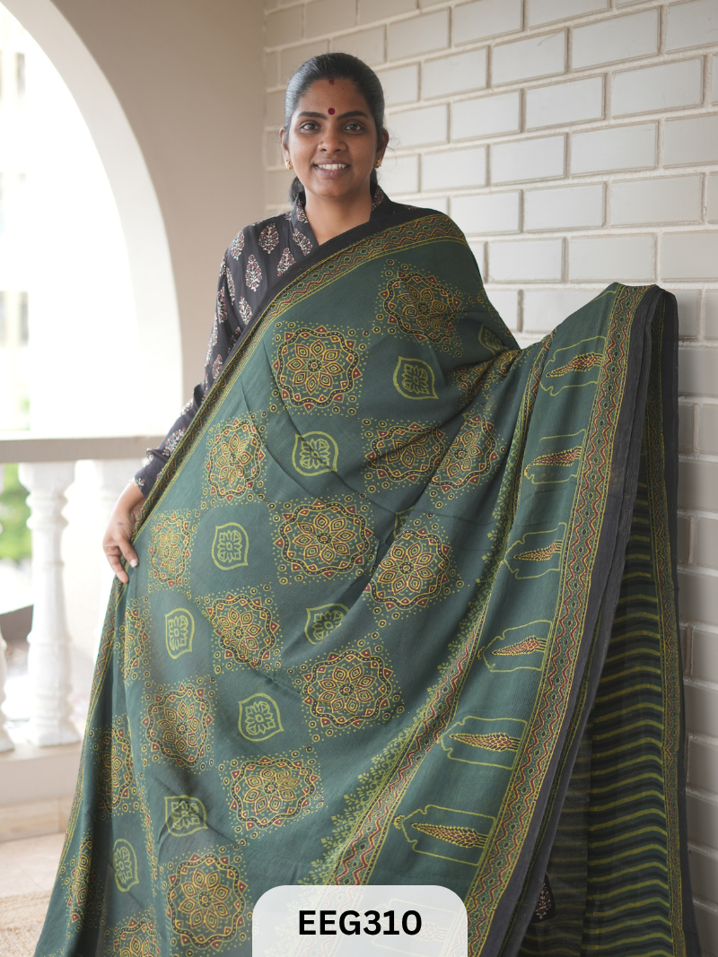 AJRAKH CHINON SAREE