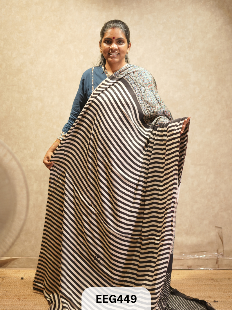 AJRAKH MODAL SAREE- RETRO