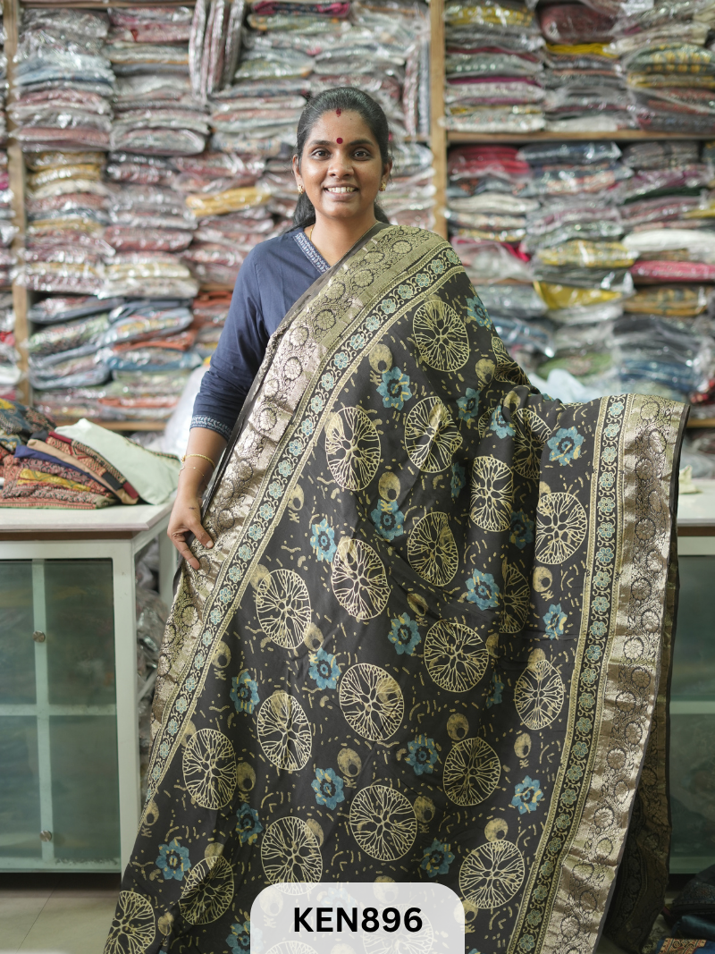 DOLA SILK AJRAKH HANDBLOCK RICH PALLU SAREE