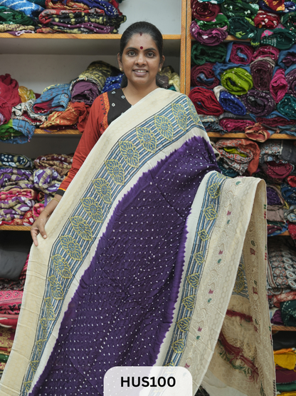 PURE DOLA SILK WITH AJRAKH MINAKARI PALLU
