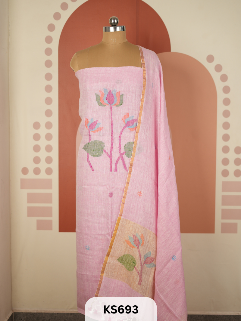 JAMDHANI LINEN TOP WITH DUPATTA