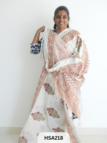 LENIN COTTON HANDBLOCK PRINTED SAREE