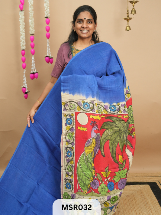 BANGLORE SILK BORDERLESS  KALAMKARI TIE AND DYE