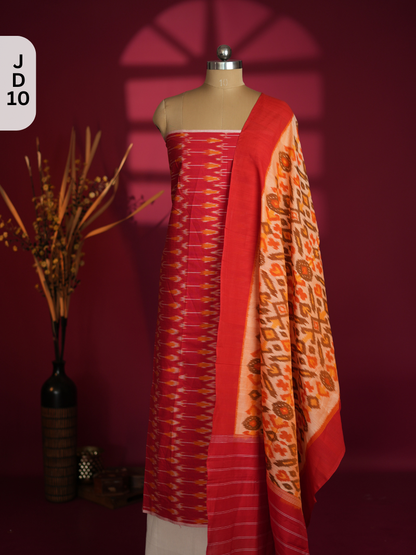Double Ikkat Cotton with Mercerised Cotton Dupatta