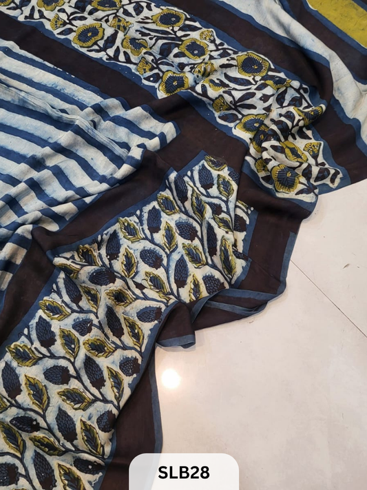 NASPHAL AJRAKH VANASPATHI MODAL HANDBLOCK PRINT SAREE