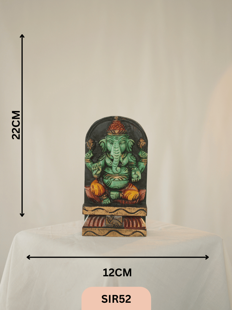 WOODEN GANESHA STATUE - Height 9" INCH, WIDTH 5"INCH
