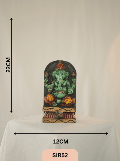 WOODEN GANESHA STATUE - Height 9" INCH, WIDTH 5"INCH