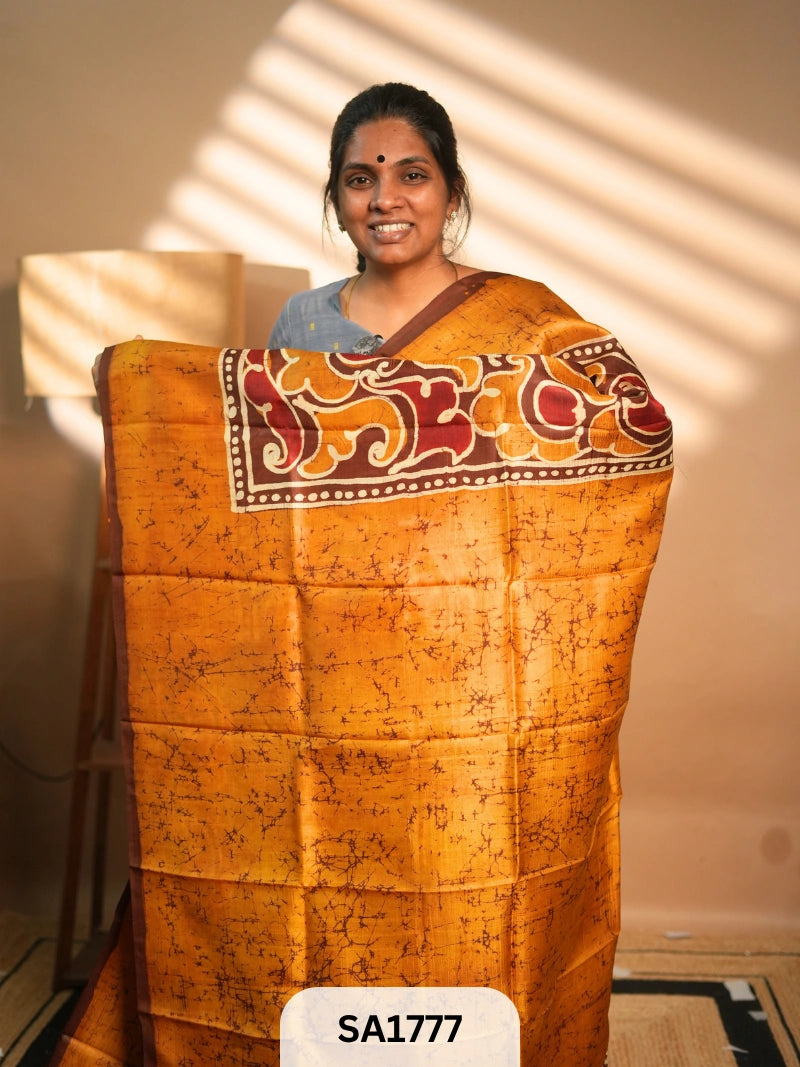 MURSHIDABAD SILK SAREE HAND PAINTED