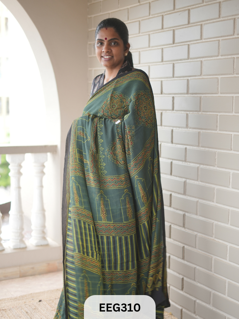 AJRAKH CHINON SAREE