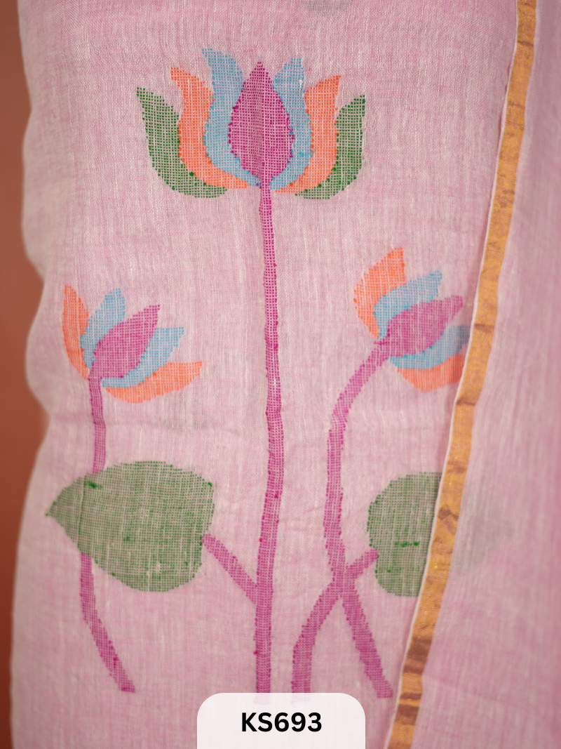 JAMDHANI LINEN TOP WITH DUPATTA