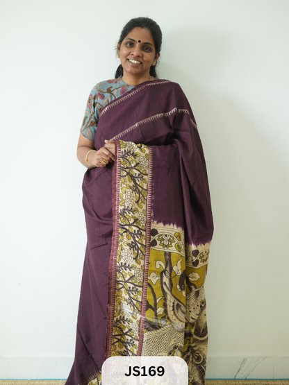 KALAMKARI X MANGALAGIRI FUSION SAREE -  SINGLE BORDER