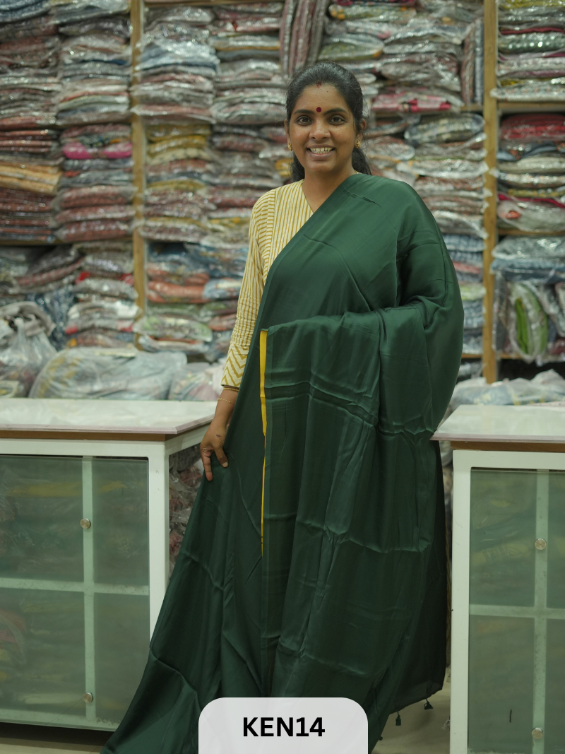 PLAIN MODAL SAREE WITH AJRAKH PRINT BLOUSE