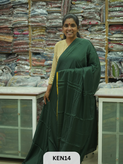 PLAIN MODAL SAREE WITH AJRAKH PRINT BLOUSE