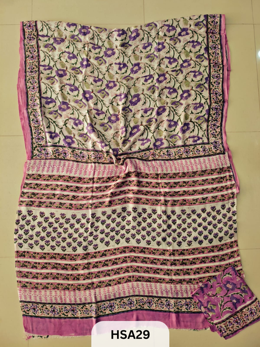 VANASPATI - VEGETABLE HANDBLOCK MODAL SAREE