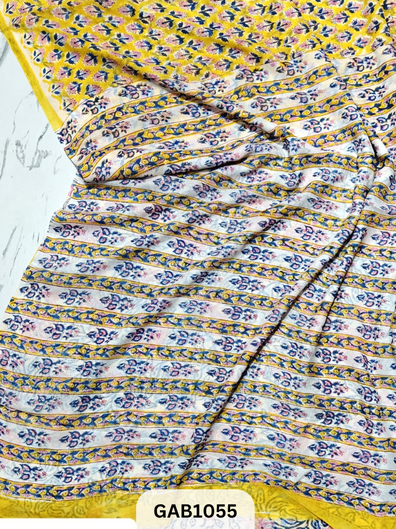 Premium Hand Block Printed Georgette Sarees with Blouse