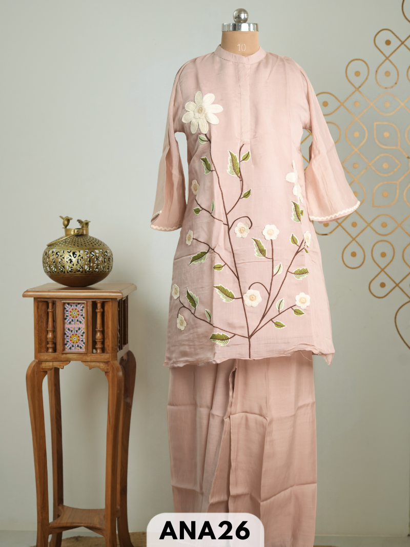 Premium pure muslin Applique 2 Pcs salwar set