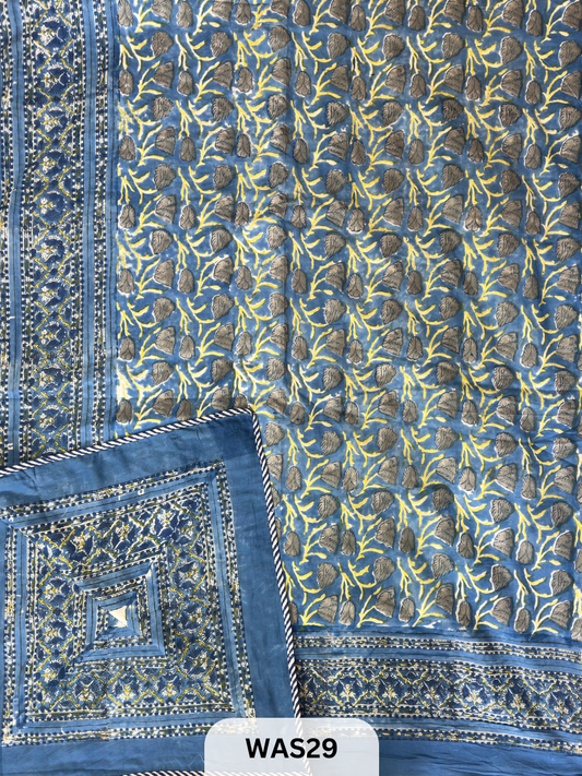 PREMIUM HAND BLOCK PRINTED JAIPURI COTTON 3 LAYER SIZE-90×108 KING SIZE