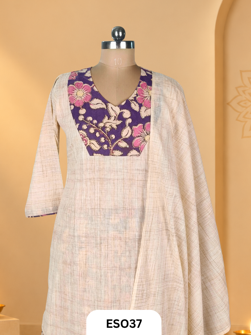 Premium Cotton Fanshi 3 pcs  kurti set