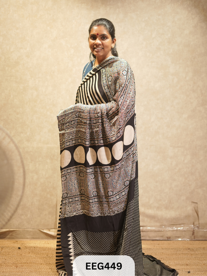 AJRAKH MODAL SAREE- RETRO