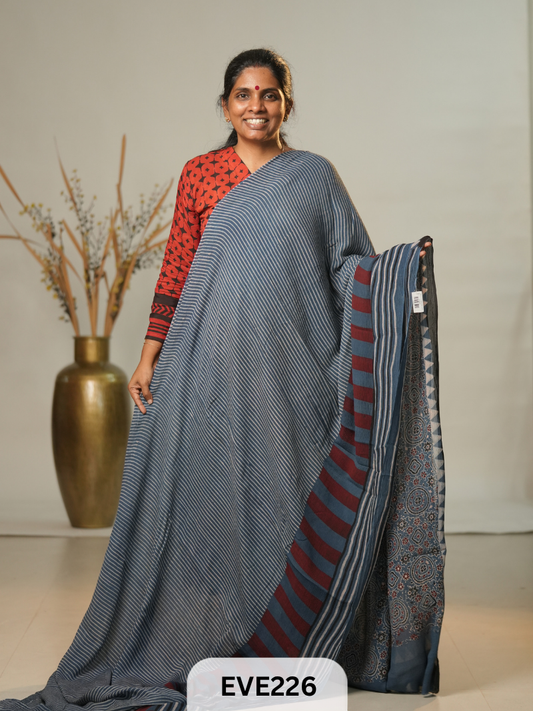 Chinon Chiffon Ajrakh Print Saree