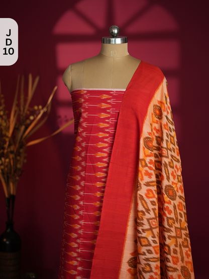 Double Ikkat Cotton with Mercerised Cotton Dupatta