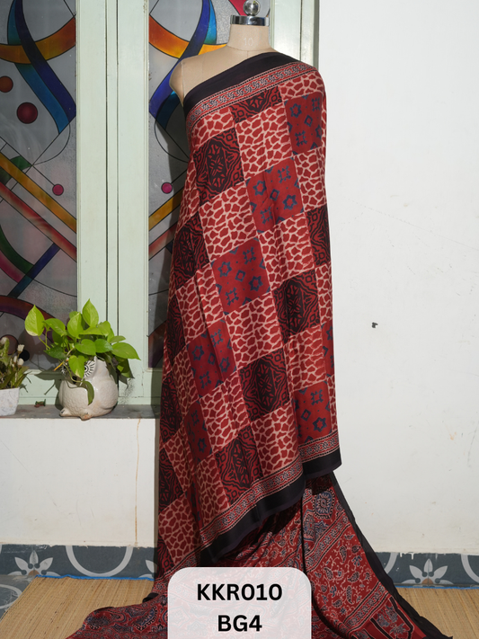 AJRAKH MODAL SAREE | BLOCK PRINT